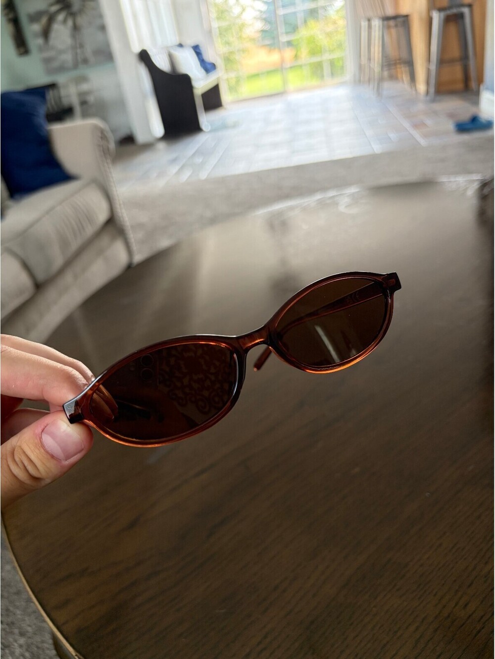 Vintage Small Oval Brown Sunglasses